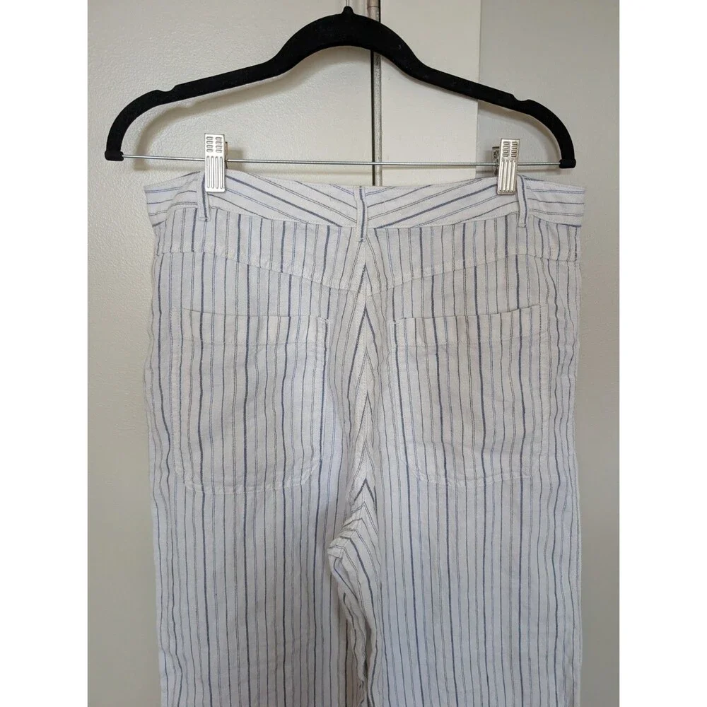 Madewell The Zoe Relaxed Wide Leg Linen Pants in Beachy Stripe sz 10